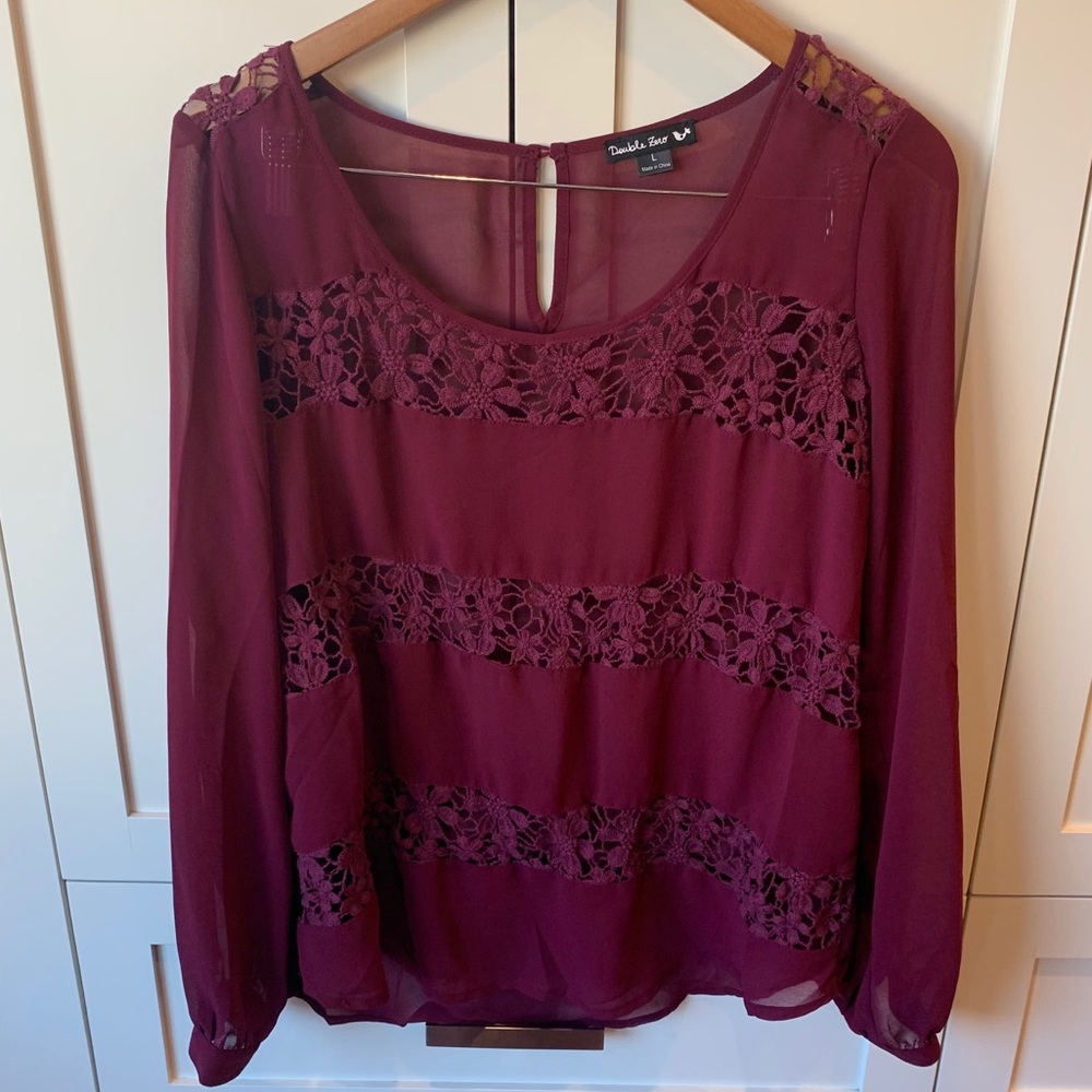 Double Zero Sheer and Crochet Lace Blouse